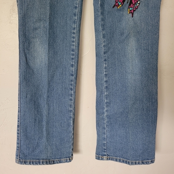 Aura by Wrangler Women's 4P Medium Wash Denim Embroidered Butterfly Jeans Y2K - Picture 8 of 8
